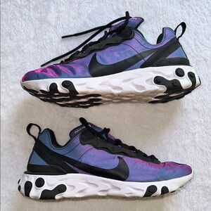 Nike React Black and Purple Athletic Shoes